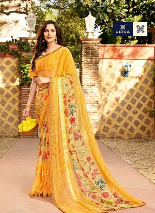 Hirva Avantika 1301 Series Latest Fancy Casual Wear Digital Printed Chiffon Saree Collection
