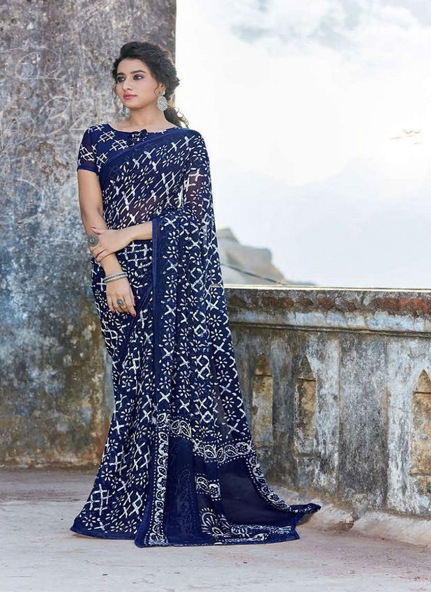 Hirva Shining Casual Daily Wear Georgette Printed Latest Saree Collection
