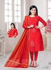 Hirwa Odhani 3 Fancy Ethnic Wear Designer Silk Kurtis With Dupatta Collection
