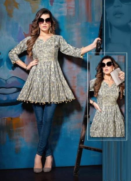 Buy Priya Chaudhary Blue Cotton Floral Print Short Kurta Online  Aza  Fashions