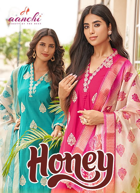 Honey By Aanchi Roman Silk Kurti With Bottom Dupatta Wholesale Market In Surat