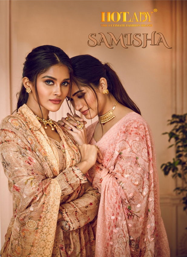 Hotlady Samisha 6151 Series Latest Heavy Embroidered Digital Printed With Silver Jari And Swariski Hand Work Designer Salwar Suits  Collection 