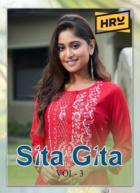 HRU Sita Gita Vol 3 Hand Work Designer Kurtis Wholesale Market In Surat With Price
