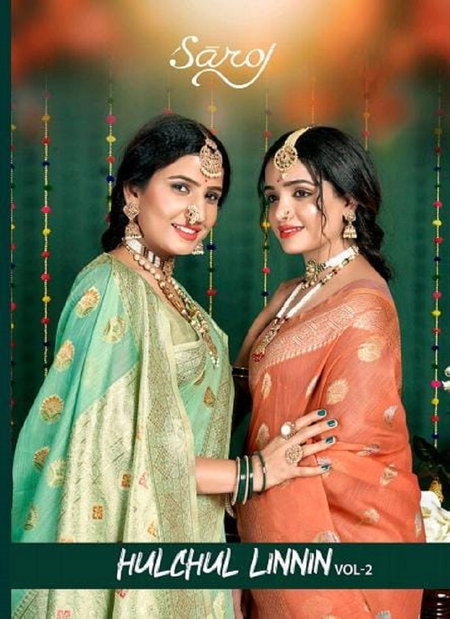 Hulchul Linen Vol 2 By Saroj Slub Linen Designer Sarees Suppliers In India
