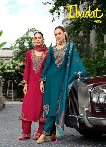 Ibadat By Lily And Lali Chinon Silk Kurti With Bottom Dupatta Exporters In India