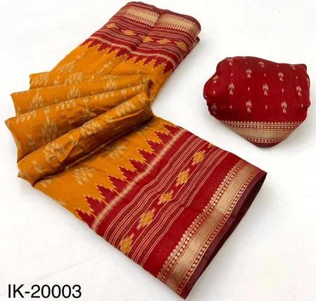 Ikkat By Rajyog Soft Mul Cotton Patola Printed Pallu Border Saree Exporters In India