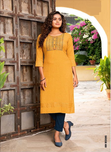 Ikw Shadow 3 Fancy Ethnic Wear Rayon Designer Latest Kurti Collection Catalog