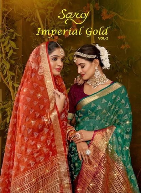 Imperial Gold Vol 2 By Saroj Swarovski Khadi Organza Designer Sarees Wholesale Online

