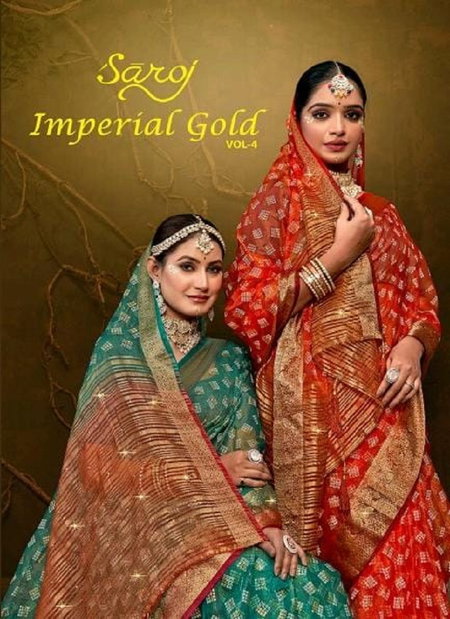 Imperial Gold Vol 4 By Saroj Khadi Organza Designer Sarees Suppliers In India
