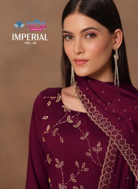 Imperial Vol 2 By Vipul Satin Chiffon Designer Salwar Suits 
