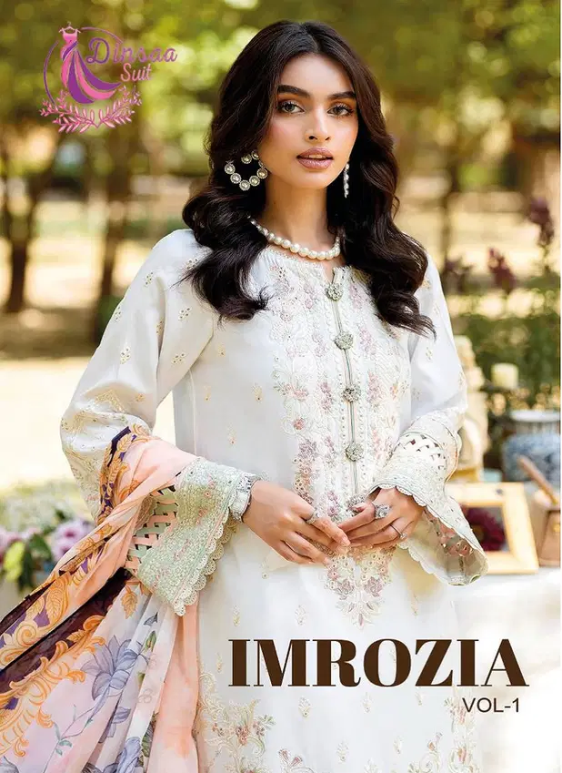 Imrozia Vol 1 By Dinsaa Cotton Embroidery Pakistani Suits Wholesale Market In Surat