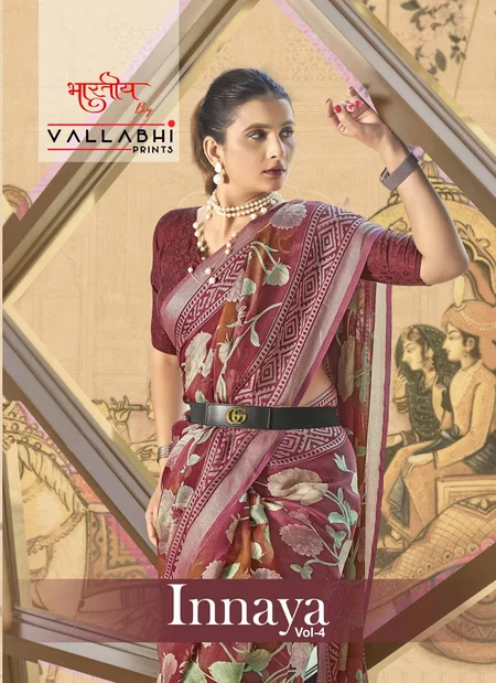 Inaaya Vol 4 By Vallabhi Designer Brasso Sarees Wholesale Shop In Surat
