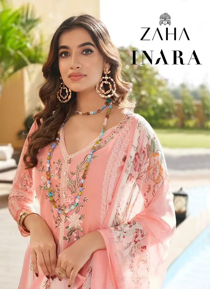 Inara Vol 1 By Zaha Embroidery Cambric Cotton Pakistani Suits Wholesale Price In Surat Catalog