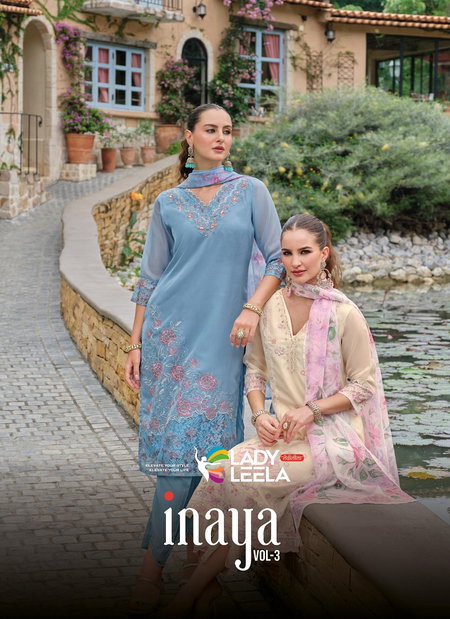 Inaya Vol 3 By Lady Leela Organza Kurti With Bottom Dupatta Wholesale Shop In Surat
