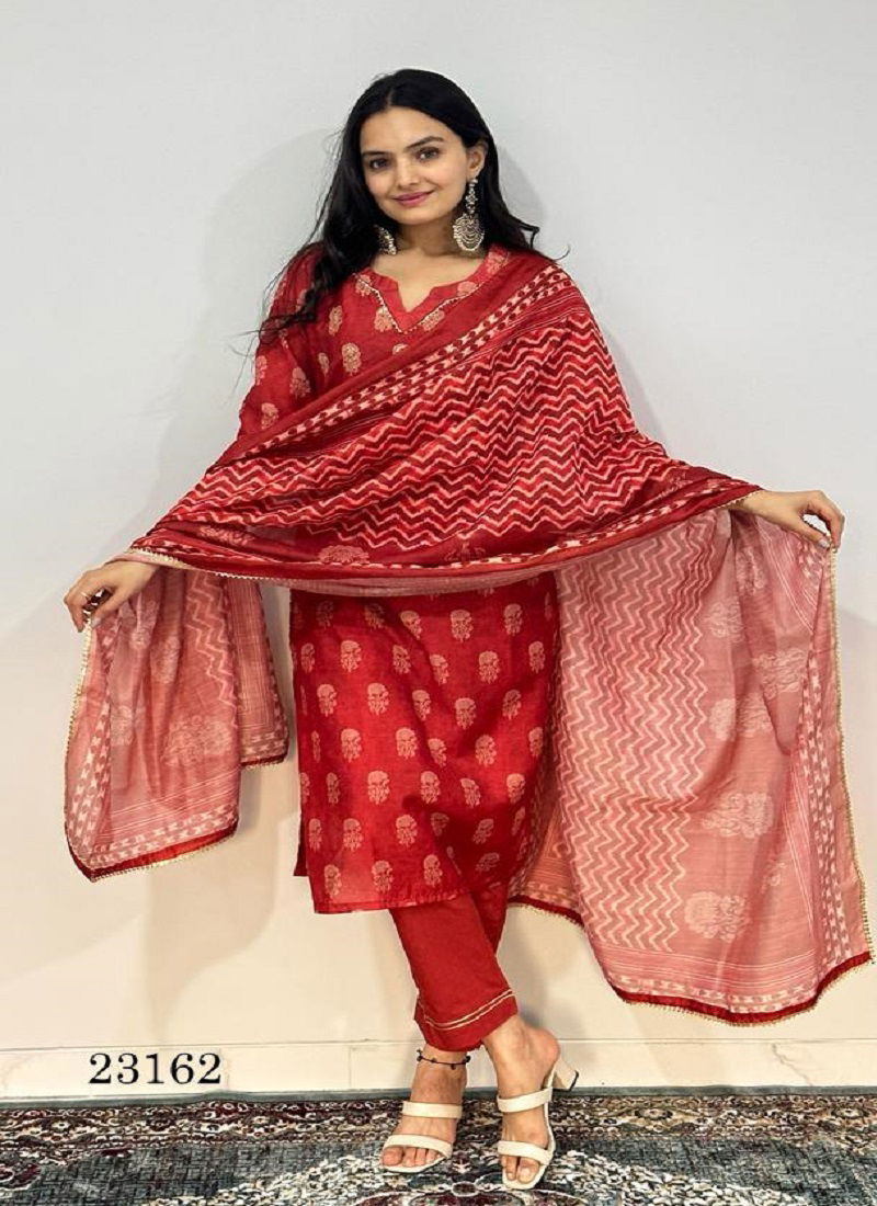 Indira 23162 Printed Poly Chanderi Kurti With Bottom Dupatta
