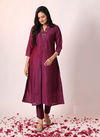 Indira 23166 Maroon Pure chanderi silk Kurti With Bottom Catalog
