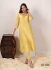 Indira 23166 Yellow Cosmos Silk Designer Kurti With Bottom Catalog
