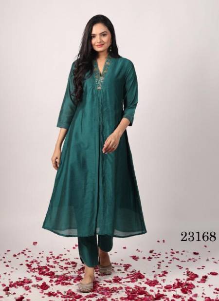 Indira 23168 Designer Pure Chanderi Silk Kurti With Bottom Catalog
