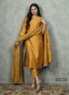 Indira 23173 Yellow Pure chanderi silk Kurti With Bottom Dupatta
