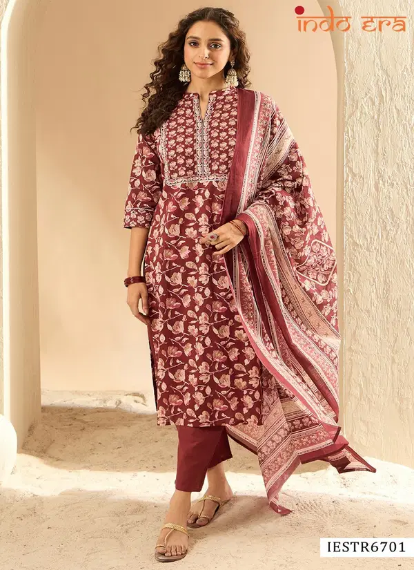 Indo Era 2531 Cotton Printed Kurti With Bottom Dupatta Wholesale Online