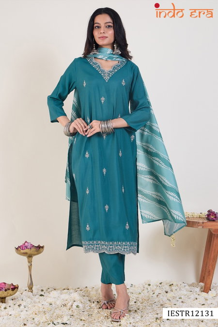 Indo Era 2617 Silk Blend Embroidery Wholesale Kurti With Bottom Dupatta In India