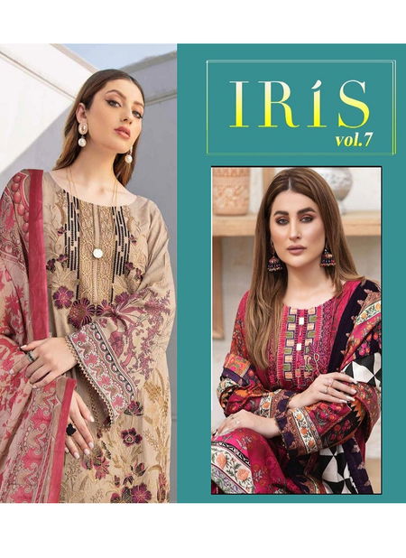 Iris Vol - 7 Latest Printed Casual Wear Pure Cotton Karachi Dress Material Collection Catalog