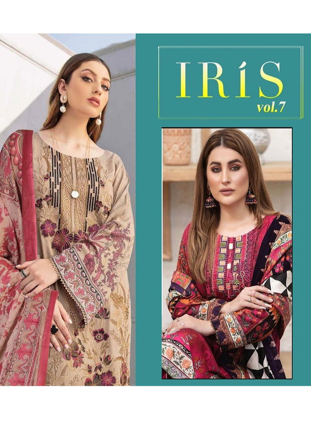 Iris Vol - 7 Latest Printed Casual Wear Pure Cotton Karachi Dress Material Collection