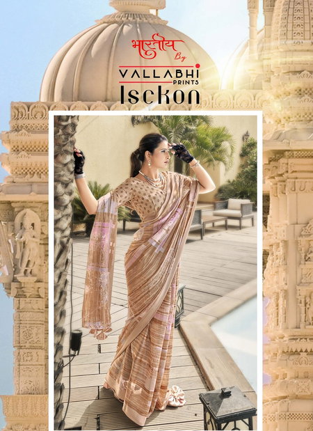 Isckon By Vallabhi Printed Georgette Sarees Wholesale Price In Surat