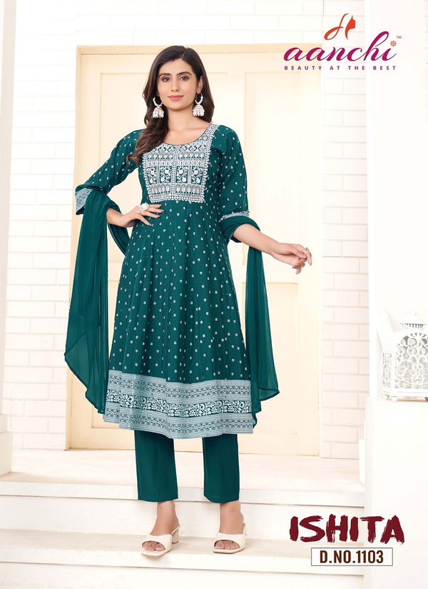 Ishita By Aanchi Roman Designer Anarkali Kurti With Bottom Dupatta Suppliers In Mumbai
