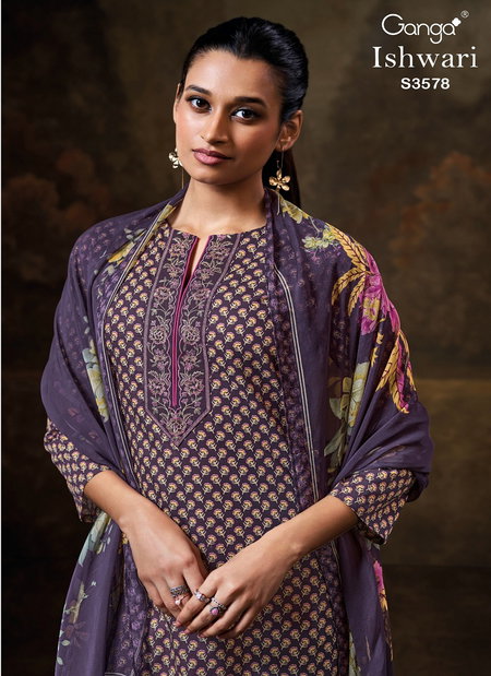 Ishwari 3578 By Ganga Cotton Printed Embroidery Online Salwar Suit Wholesale
