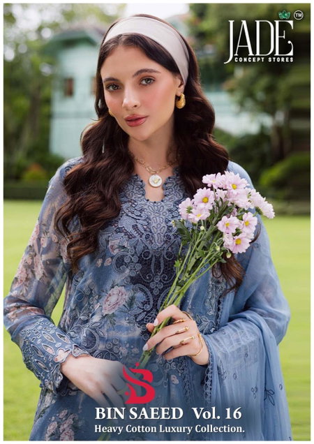 Jade Bin Saeed Vol 16 Lawn Cotton Printed Dress Material Wholesale Market In Surat