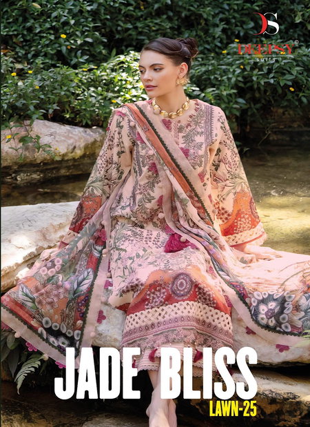 Jade Bliss Lawn 25 By Deepsy Cotton Dupatta Pakistani Salwar Kameez Wholesale Online