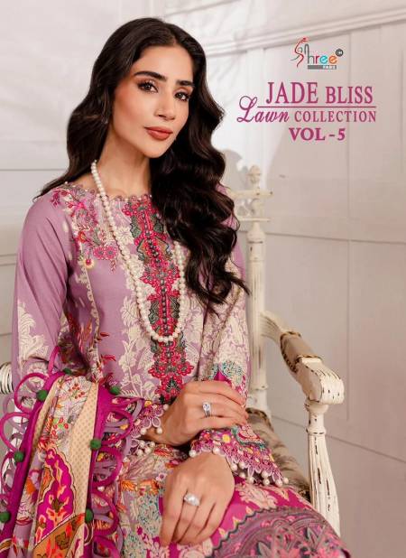 Jade Bliss Lawn Collection Vol 5 By Shree Printed Embroidery Cotton Pakistani Suits Wholesale Market In Surat
 Catalog