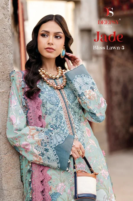 Jade Bliss Lawn Vol 5 By Deepsy Cotton Dupatta Online Pakistani Suits Wholesale