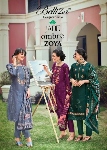 Jade Ombre Zoya By Belliza Lawn Cotton Online Karachi Dress Material Wholesale