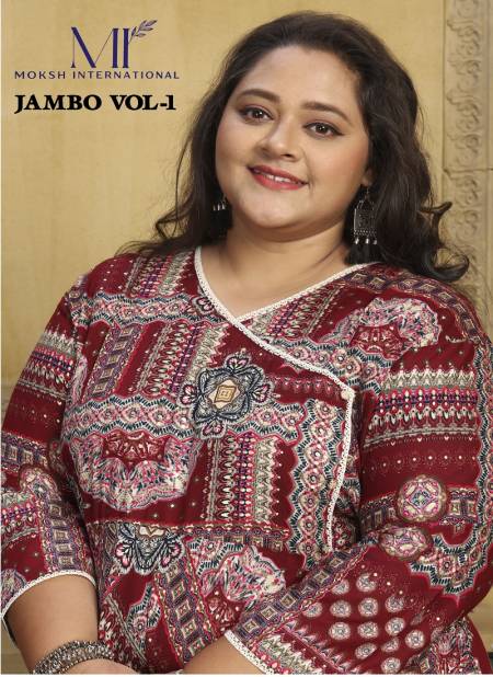 Jambo Vol 1 By Moksh Rayon Printed Plus Size Kurtis Catalog