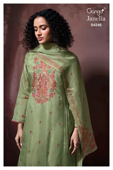 Janelia 4246 By Ganga Jacquard Designer Salwar Suits Wholesale Online
