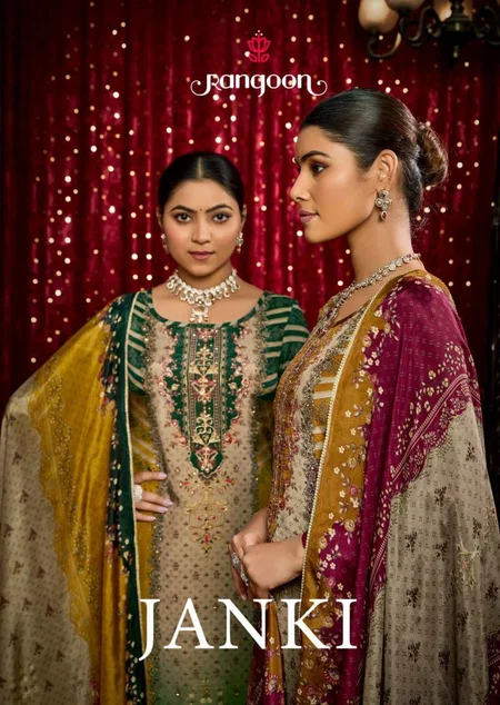 Janki by Rangoon 5531 Series Muslin Digital Print Aari Wok Readymade Suit Bulk Orders In India
