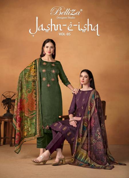 Jashn E Ishq Vol 5 By Belliza Embroidery Jam Cotton Dress Material Wholesale Shop In Surat
 Catalog