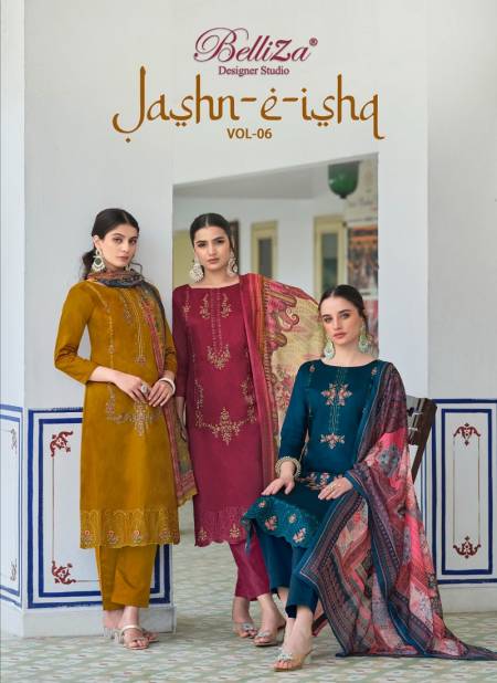 Jashn E Ishq Vol 6 By Belliza Embroidery Cotton Dress Material Wholesale Price In Surat
 Catalog