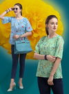 Jelite Marigold Latest Fancy Designer Casual Wear Western Cotton Digital Ladies Top Collection
