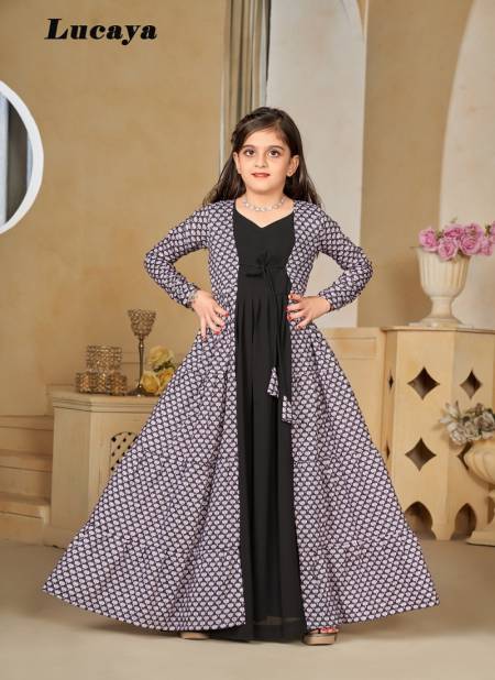 Jenny Vol 4 By Lucaya 4001 To 4003 Kids Wear Muslin Digital Printed Girls Gown Wholesale Shop In Surat
