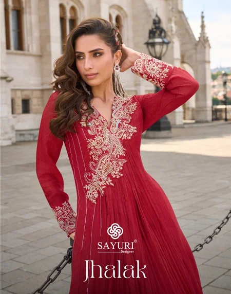 Jhalak By Sayuri Chinon Silk Wholesale Gown With Dupatta Suppliers In Mumbai
