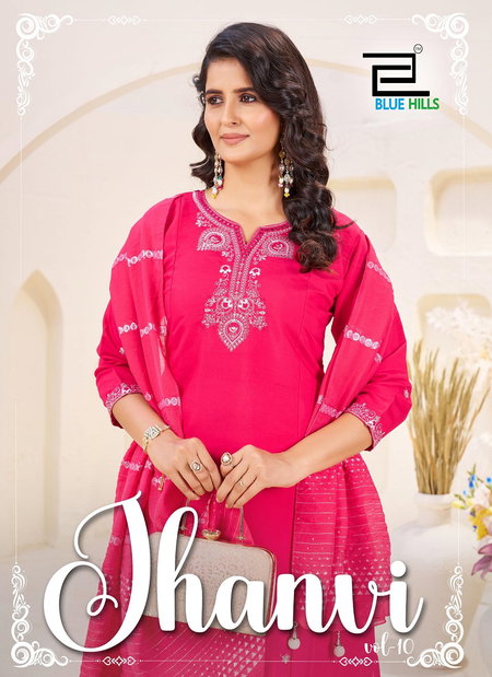 Jhanvi Vol 10 By Blue Hills Roman Silk Online Kurti With Bottom Dupatta Wholesale