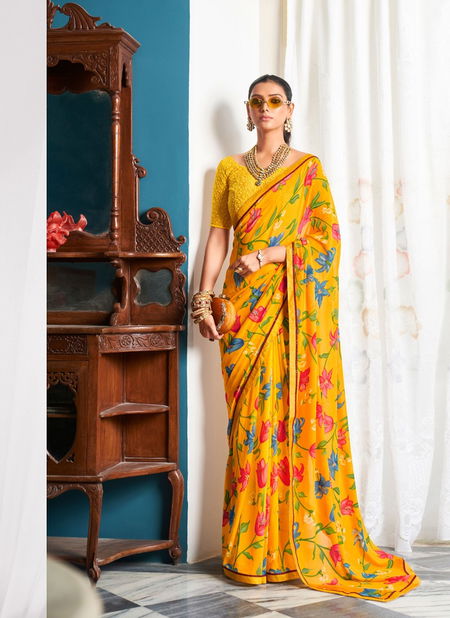 Jharokha By Printed Georgette Sarees Catalog Catalog