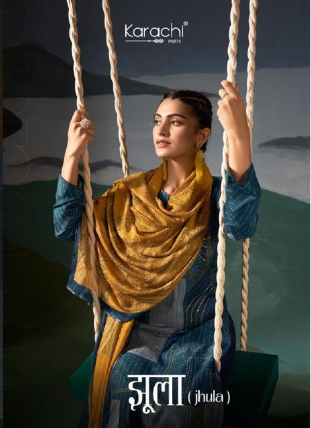 Jhula Karachi Print Viscose Muslin Digital Printed Dress Material Wholesale Shop In Surat