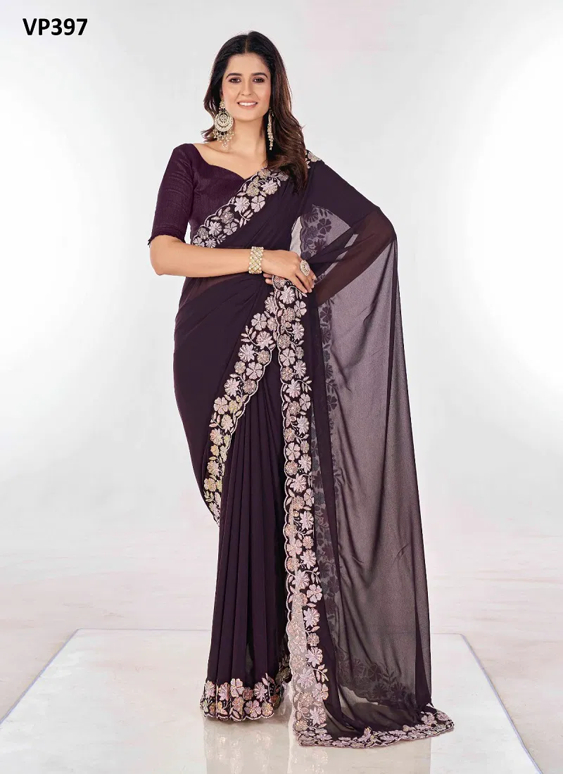 Jigli By Fashion Berry Georgette Designer Saree Suppliers In India Catalog