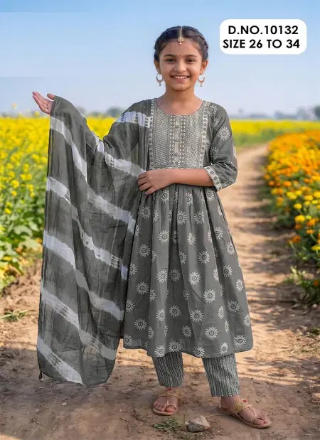 Jinni 10132 Rayon Printed Kids Wear Kurti With Bottom Dupatta