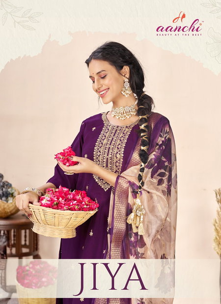 Jiya By Aanchi Roman Silk Kurti With Bottom Dupatta Wholesale In India
