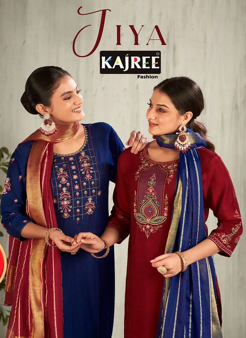 Jiya By Kajree Viscose Embroidery Kurti With Bottom Dupatta Orders In India Catalog